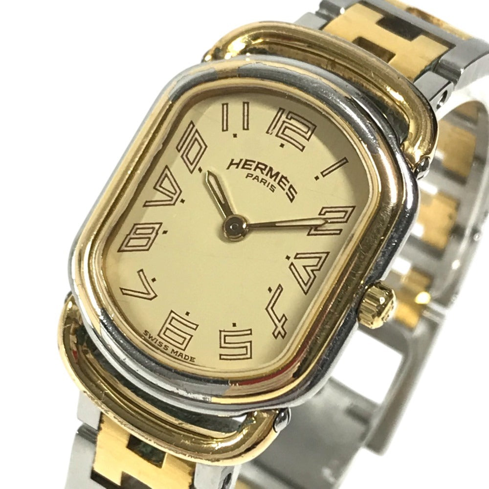 HERMES 不明 vintage Larry duo Quartz Women's Watch Wristwatch SS Silver/Gold Used