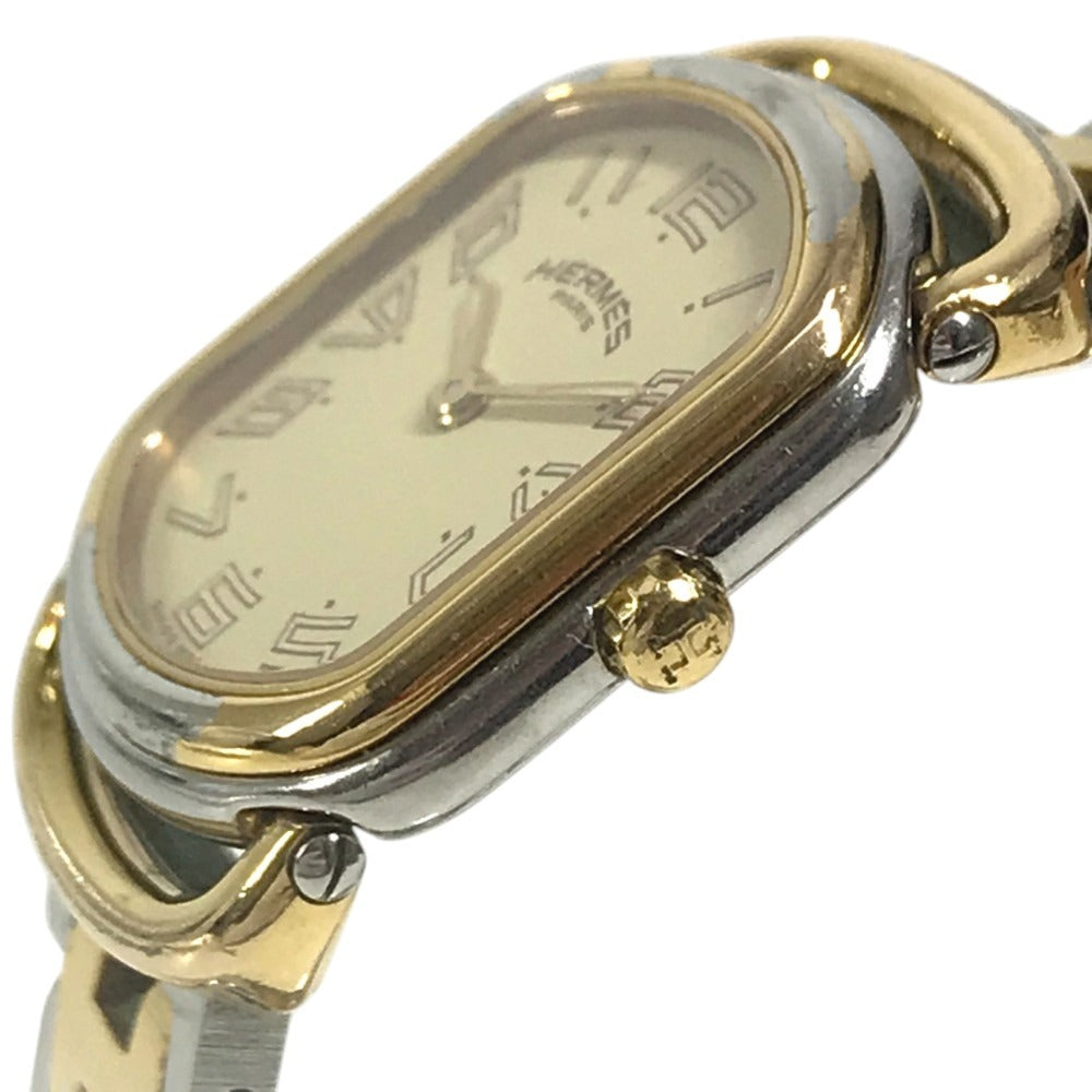 HERMES 不明 vintage Larry duo Quartz Women's Watch Wristwatch SS Silver/Gold Used