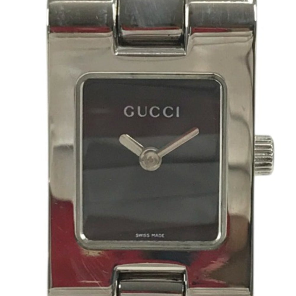GUCCI 2305L logo Quartz Women's Watch Wristwatch SS Silver/Black Used