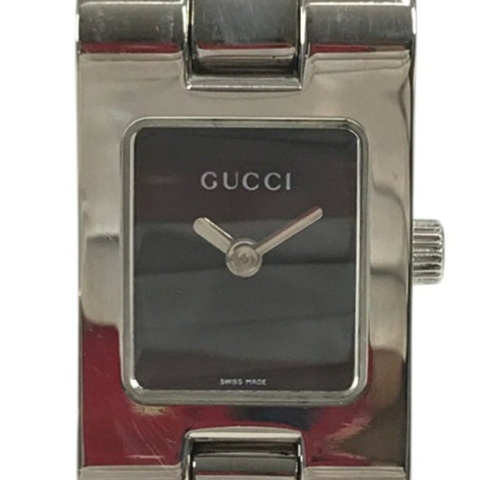 GUCCI 2305L logo Quartz Women's Watch Wristwatch SS Silver/Black Used