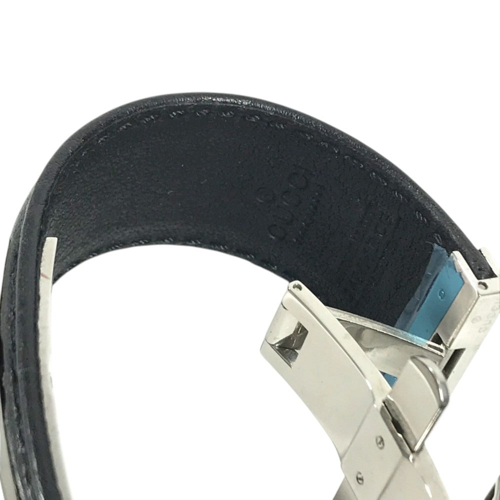 GUCCI 7800S Logo Bangle Watch Leather Quartz Women's Watch Wristwatch Leather / SS Silver/Black Used