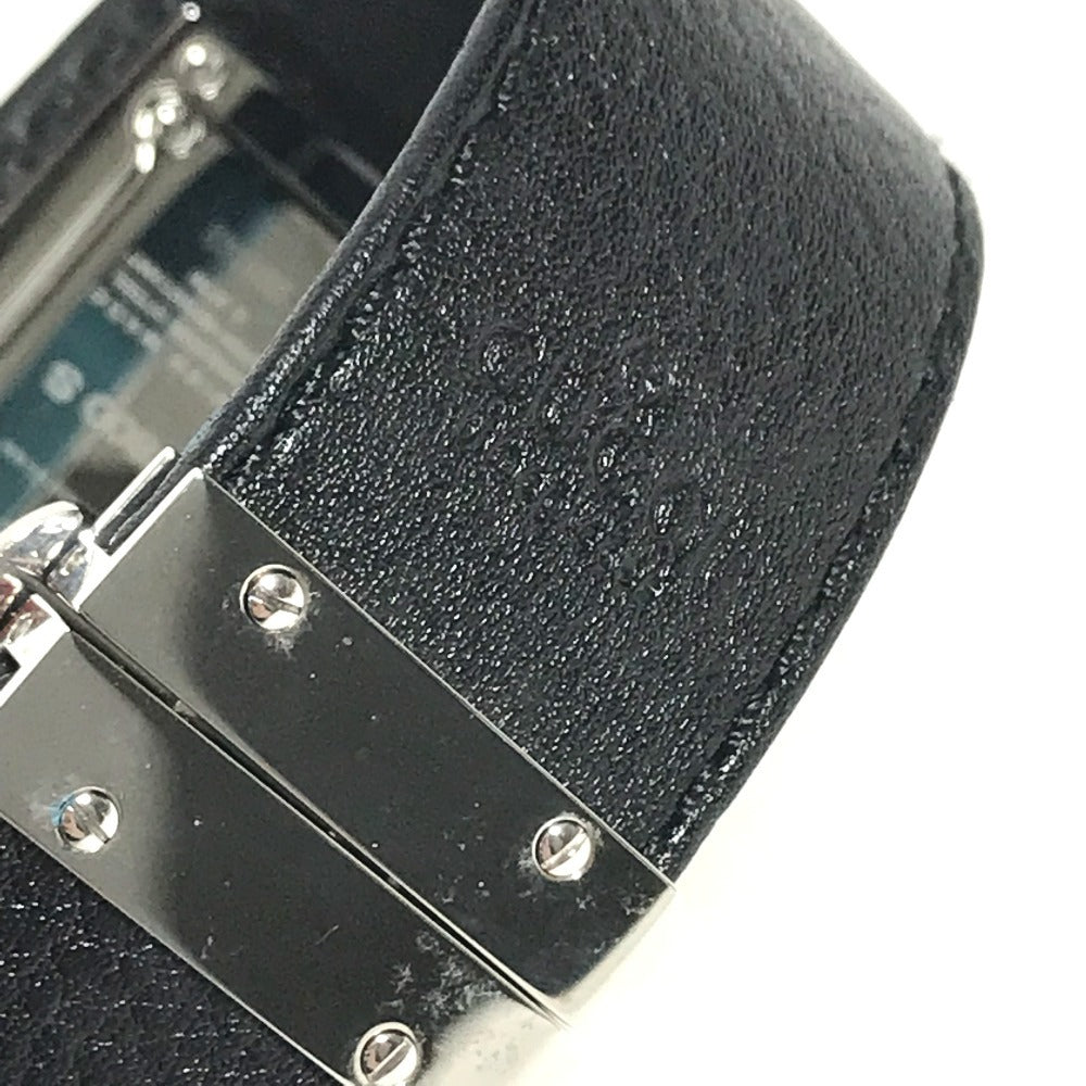 GUCCI 7800S Logo Bangle Watch Leather Quartz Women's Watch Wristwatch Leather / SS Silver/Black Used