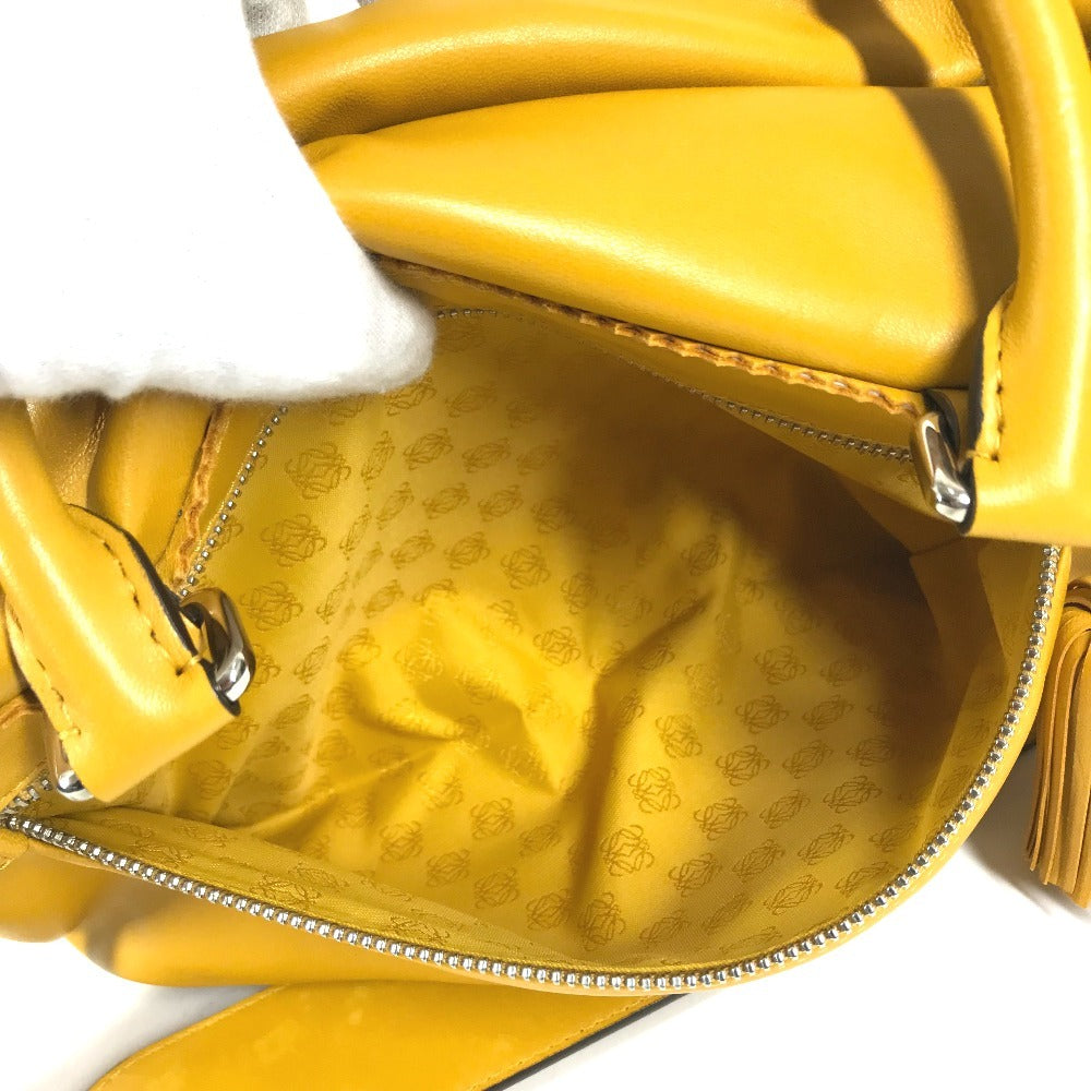 LOEWE Anagram Logo Tassel Fringe Seville 2WAY Bag Shoulder Bag Tote Bag Hand Bag Nappa leather yellow Used