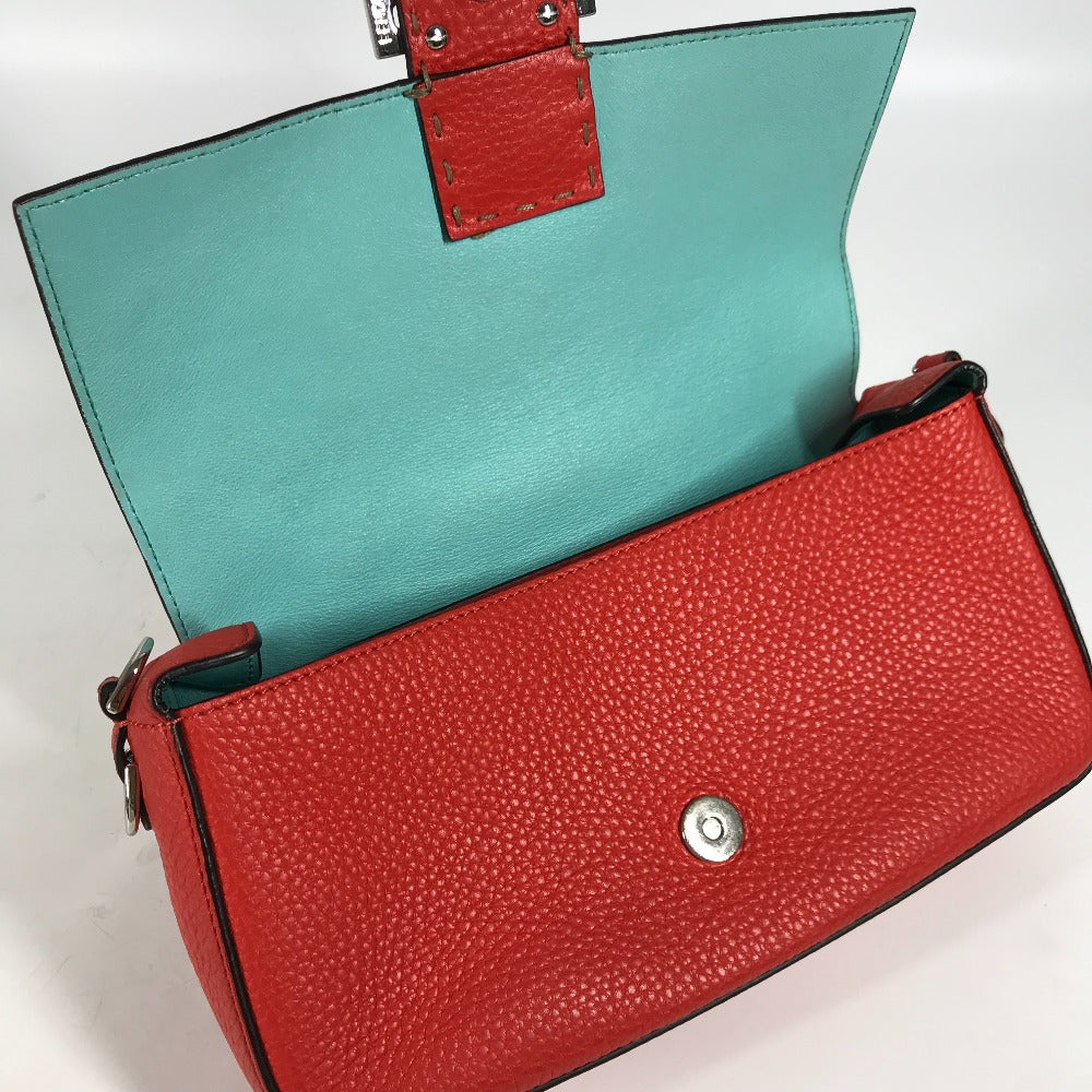 FENDI マンマバケット セレリア 肩掛け カバン ショルダーバッグ レザー レディース レッド