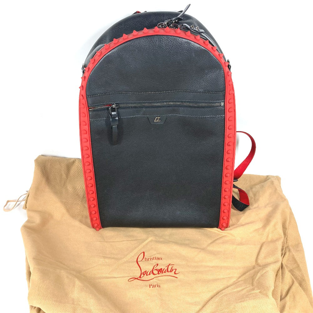 Christian Louboutin ラバーソール Backparis バックパリス カバン バックパック リュックサック レザー メンズ ブラック