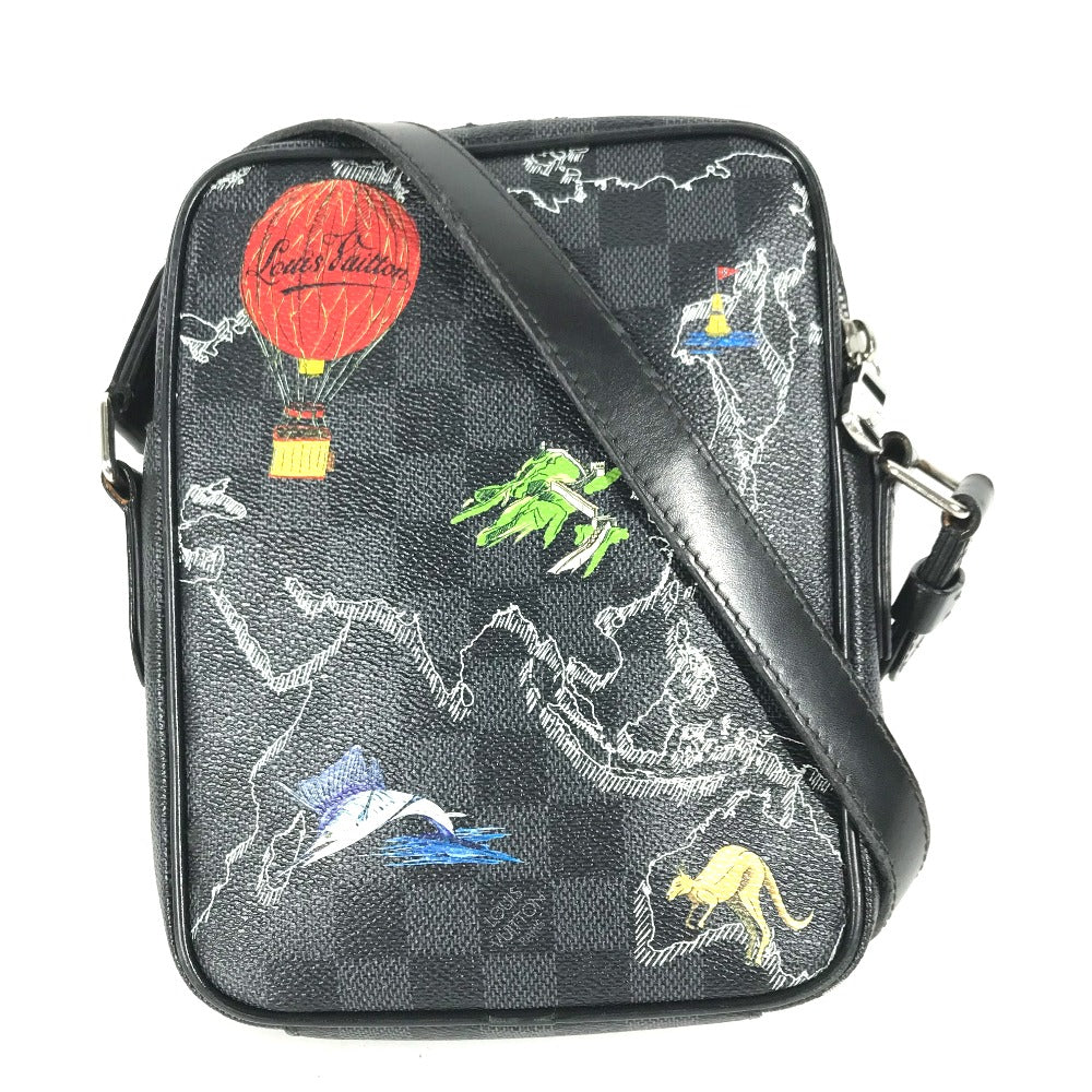 LOUIS VUITTON ダミエグラフィットマップ ダヌーブ PM NM カバン 斜め掛け ポシェット ショルダーバッグ ダミエグラフィットキャンバス メンズ ブラック