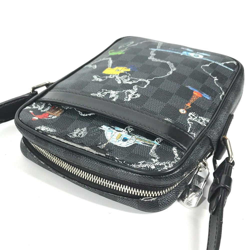 LOUIS VUITTON ダミエグラフィットマップ ダヌーブ PM NM カバン 斜め掛け ポシェット ショルダーバッグ ダミエグラフィットキャンバス メンズ ブラック