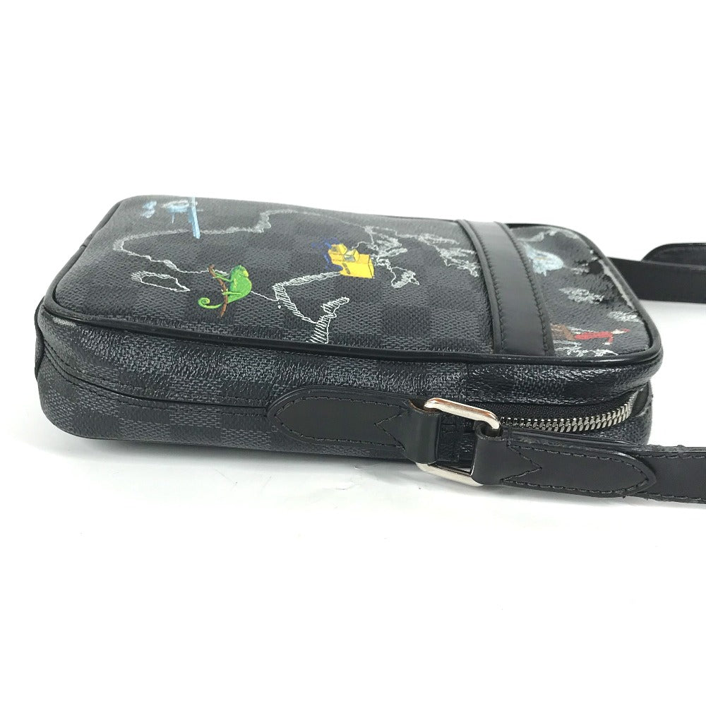 LOUIS VUITTON ダミエグラフィットマップ ダヌーブ PM NM カバン 斜め掛け ポシェット ショルダーバッグ ダミエグラフィットキャンバス メンズ ブラック