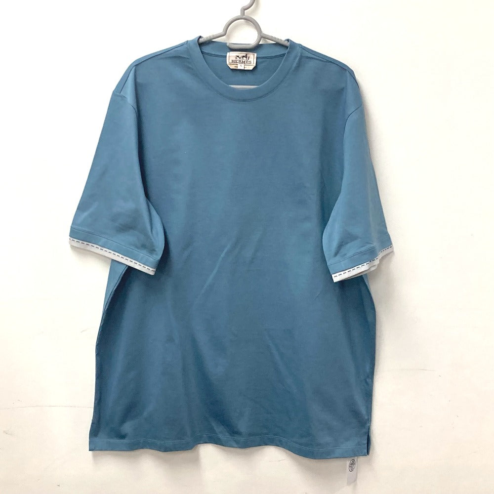 HERMES Piqures Sellie カットソー トップス アパレル 半袖 Tシャツ コットン 半袖Ｔシャツ コットン メンズ ブルー