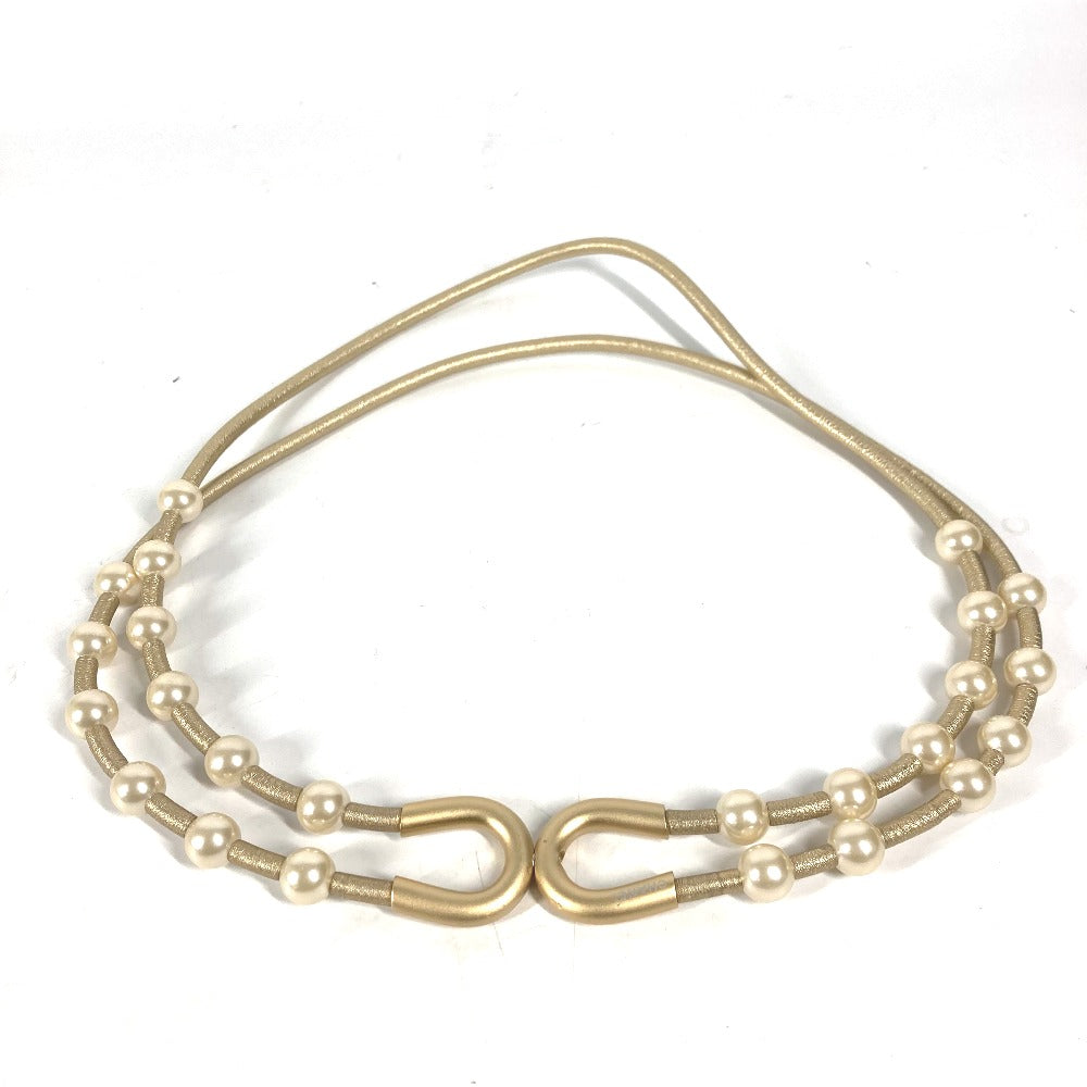 CHANEL 01C フェイクパール 2重ベルト Wベルト アクセサリー ズボン用ベルト ベルト フェイクパール レディース ゴールド