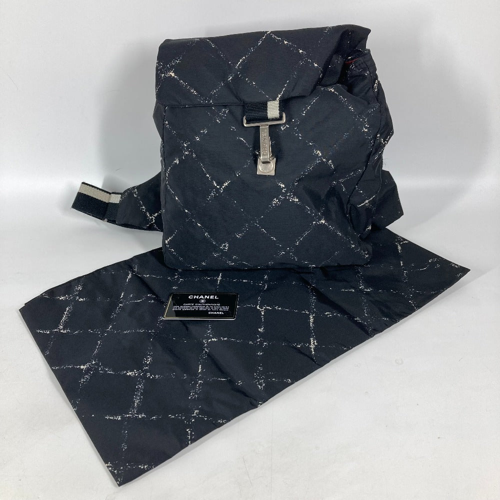 CHANEL 旧トラベルライン バックパック カバン リュックサック ナイロン レディース ブラック