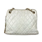 CHANEL ヴィンテージ マトラッセ キルティング ロゴ ロゴ Wチェーンバッグ 肩掛け ショルダーバッグ レザー レディース ホワイト