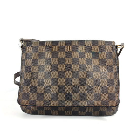 LOUIS VUITTON N51301 ダミエ ミュゼット・タンゴ ロング カバン 斜め掛け フラップ ポシェット ショルダーバッグ ダミエキャンバス レディース エベヌ ブラウン