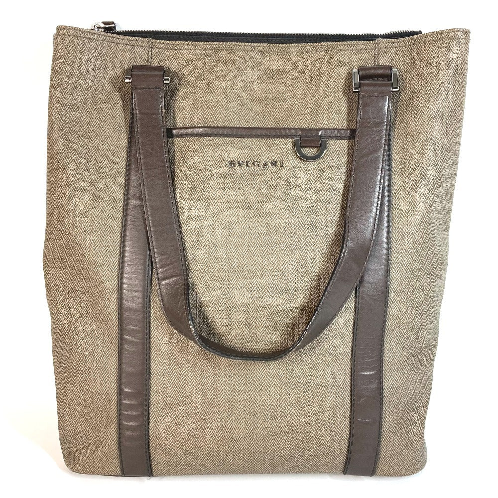 BVLGARI ウィークエンド ロゴ カバン 縦型 トートバッグ 肩掛け ショルダーバッグ PVC/レザー ユニセックス グレー