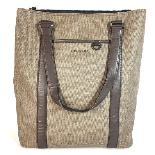 BVLGARI ウィークエンド ロゴ カバン 縦型 トートバッグ 肩掛け ショルダーバッグ PVC/レザー ユニセックス グレー