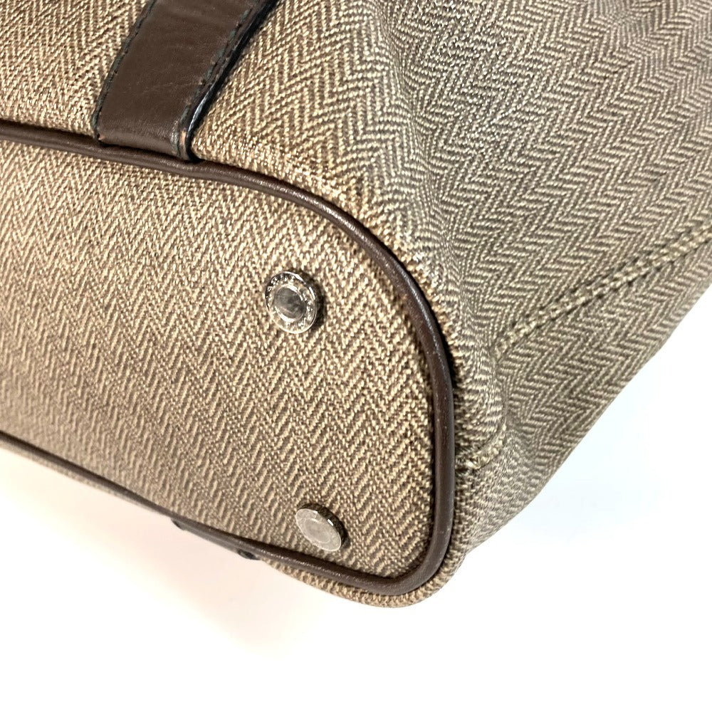 BVLGARI ウィークエンド ロゴ カバン 縦型 トートバッグ 肩掛け ショルダーバッグ PVC/レザー ユニセックス グレー
