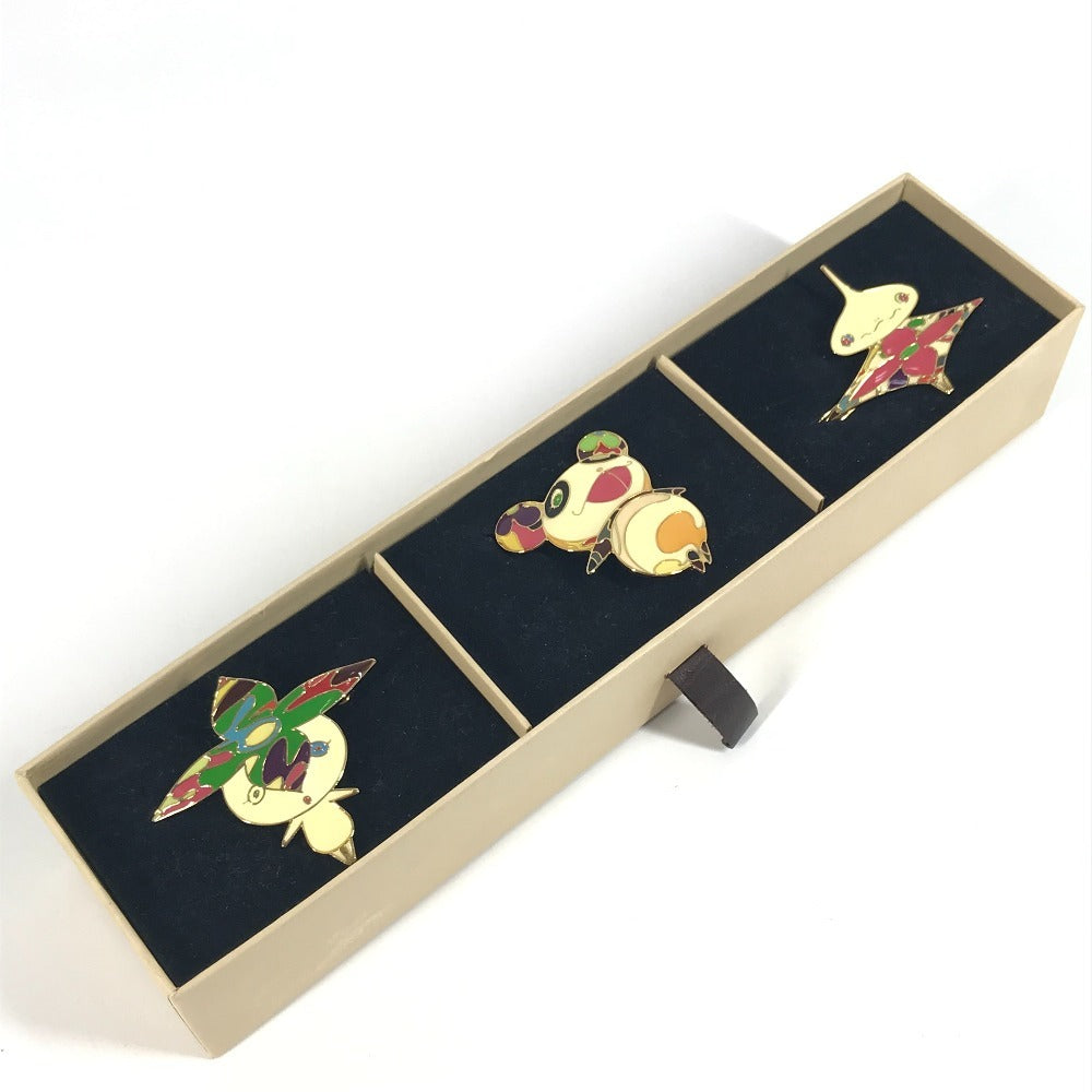 LOUIS VUITTON M92595 Takashi Murakami Panda Onion Head Flower Hat Man Hairpin 3-Piece Set, Metal Barrette, Unisex, Multicolor