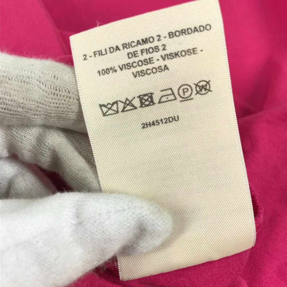 HERMES Embroidered Mosaic H Logo Pocket Apparel T-Shirt Dress, Round Neck, Cotton, Women's, Pink