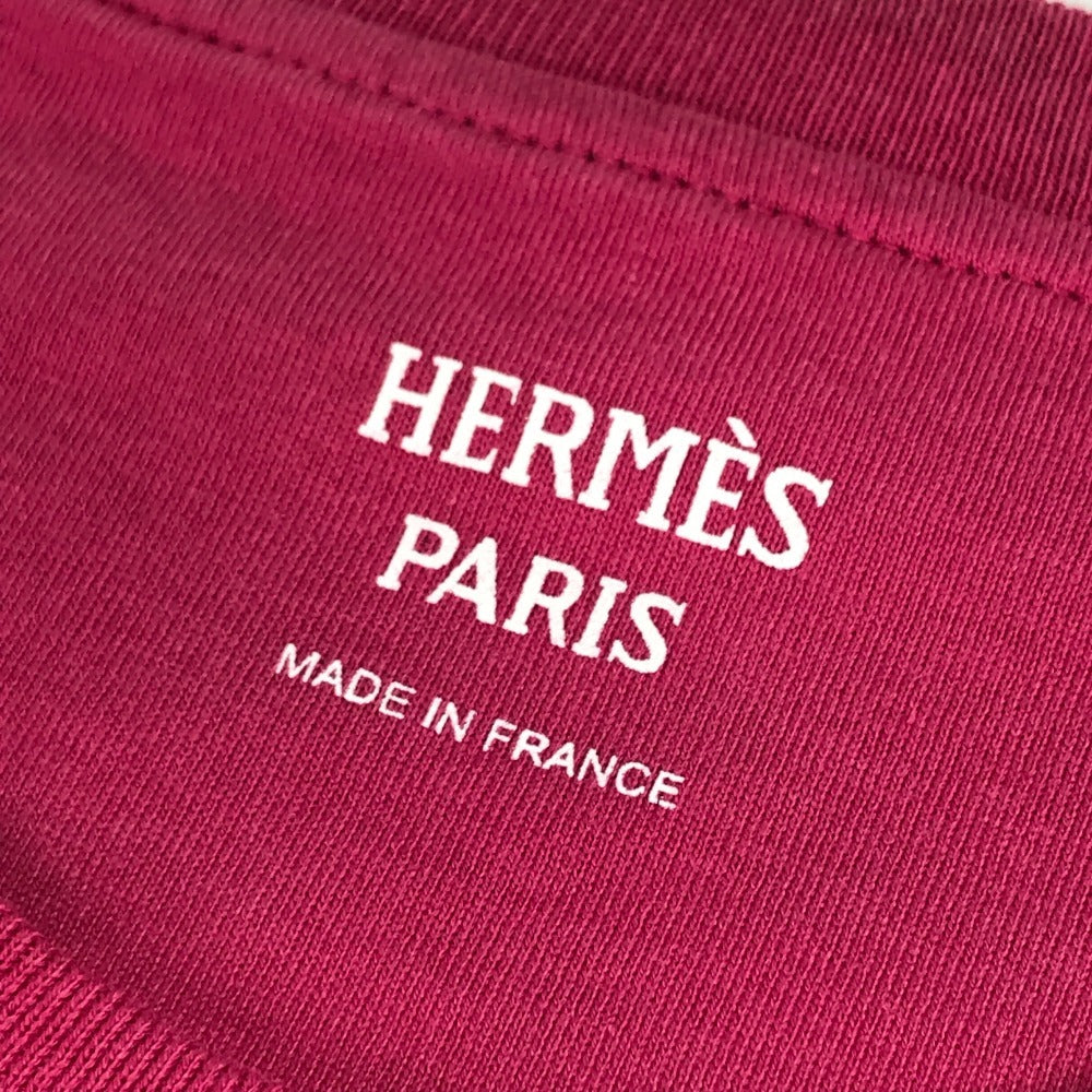 HERMES Embroidered Mosaic H Logo Pocket Apparel T-Shirt Dress, Round Neck, Cotton, Women's, Pink