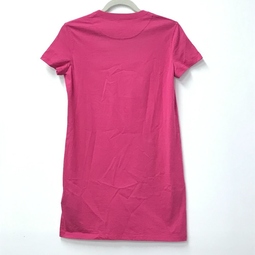 HERMES Embroidered Mosaic H Logo Pocket Apparel T-Shirt Dress, Round Neck, Cotton, Women's, Pink