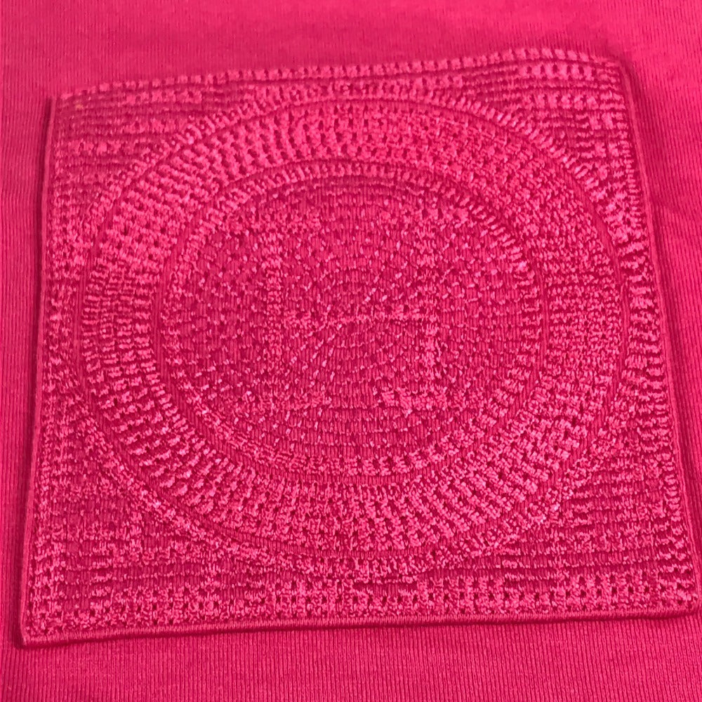 HERMES Embroidered Mosaic H Logo Pocket Apparel T-Shirt Dress, Round Neck, Cotton, Women's, Pink