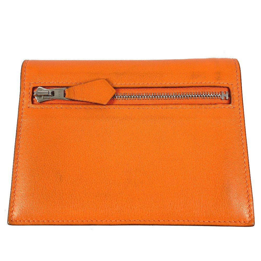 HERMES Zipzac Compact Wallet Bi-fold Swift Unisex Orange