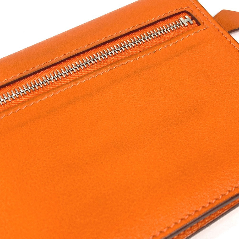 HERMES Zipzac Compact Wallet Bi-fold Swift Unisex Orange
