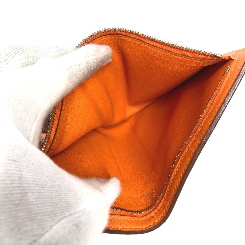 HERMES Zipzac Compact Wallet Bi-fold Swift Unisex Orange