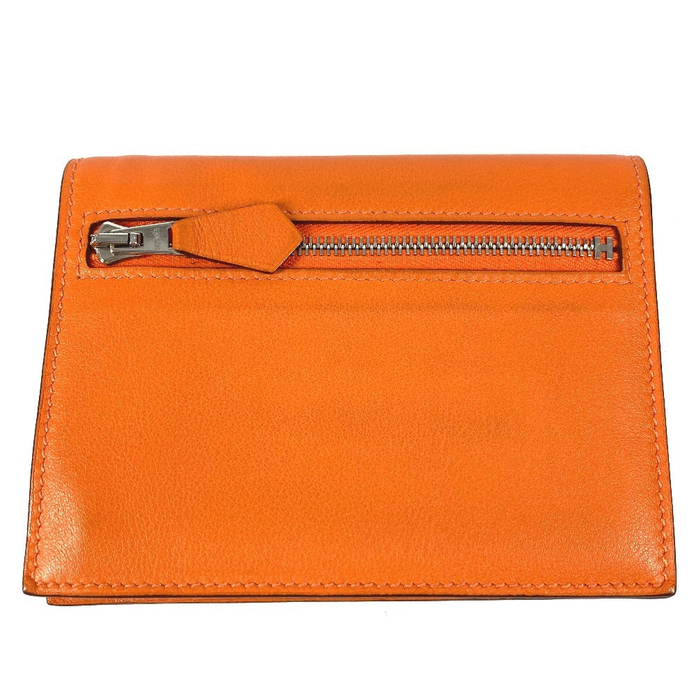 HERMES Zipzac Compact Wallet Bi-fold Swift Unisex Orange