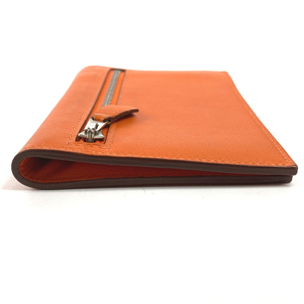 HERMES Zipzac Compact Wallet Bi-fold Swift Unisex Orange