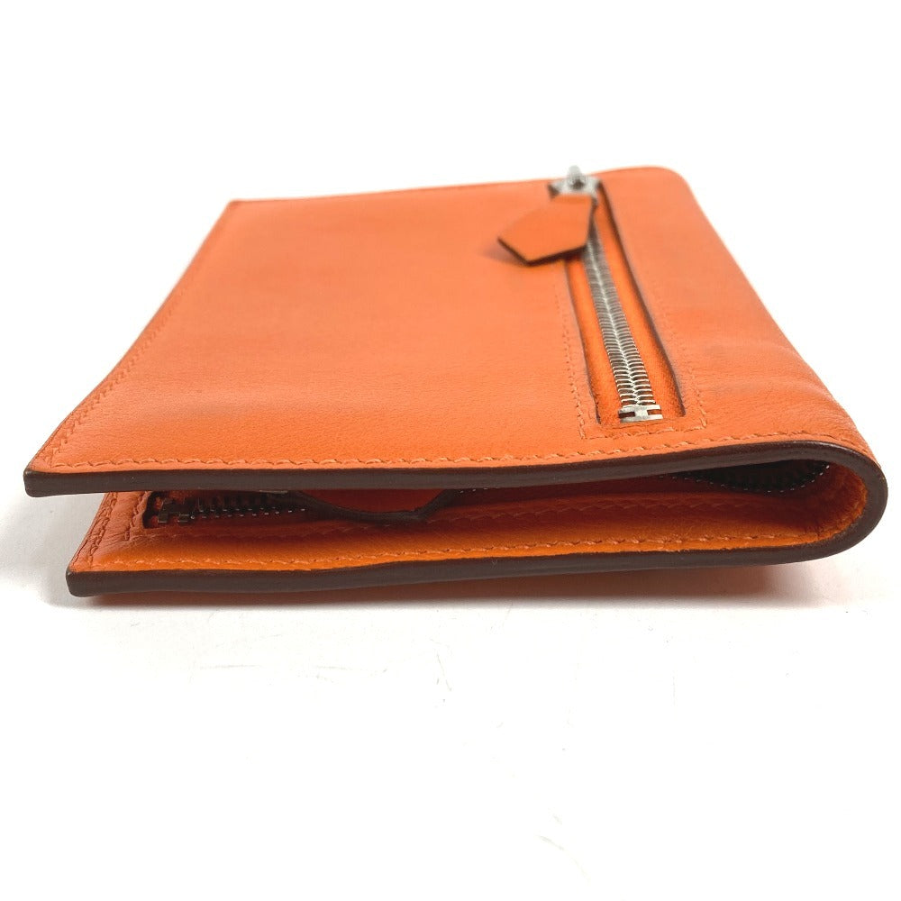 HERMES Zipzac Compact Wallet Bi-fold Swift Unisex Orange