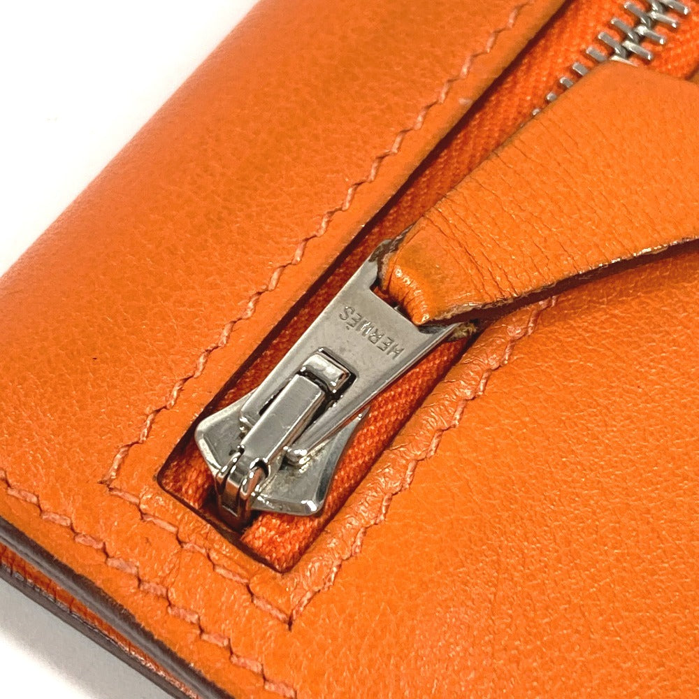HERMES Zipzac Compact Wallet Bi-fold Swift Unisex Orange