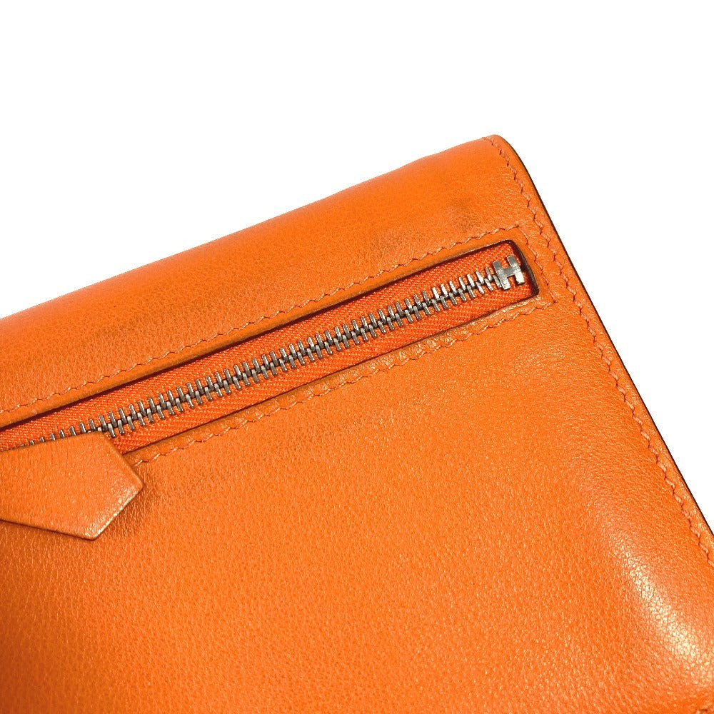 HERMES Zipzac Compact Wallet Bi-fold Swift Unisex Orange