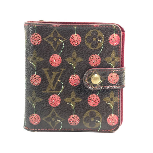 LOUIS VUITTON M95005 モノグラムチェリー 村上隆 サクランボ コンパクトジップ コンパクトウォレット 2つ折り財布 モノグラムチェリーキャンバス ユニセックス ブラウン