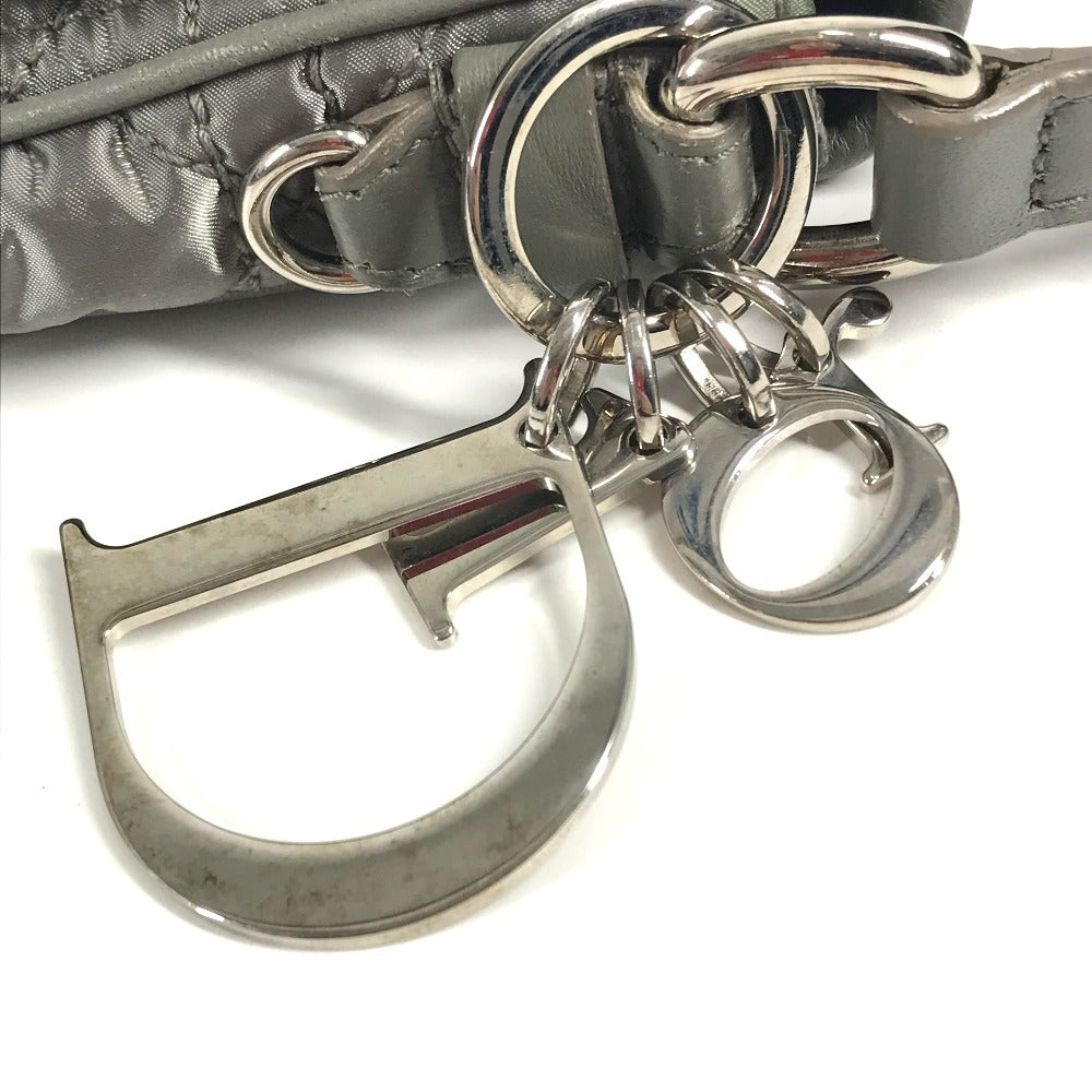 Dior ロゴ カナージュ キルティング 斜め掛け ポシェット フラップ ショルダーバッグ レザー/ナイロン ユニセックス グレー系