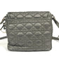 Dior ロゴ カナージュ キルティング 斜め掛け ポシェット フラップ ショルダーバッグ レザー/ナイロン ユニセックス グレー系