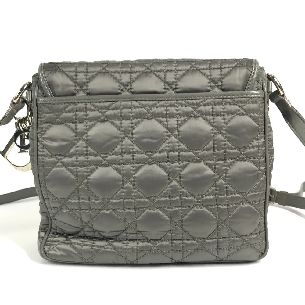 Dior ロゴ カナージュ キルティング 斜め掛け ポシェット フラップ ショルダーバッグ レザー/ナイロン ユニセックス グレー系