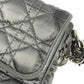 Dior ロゴ カナージュ キルティング 斜め掛け ポシェット フラップ ショルダーバッグ レザー/ナイロン ユニセックス グレー系