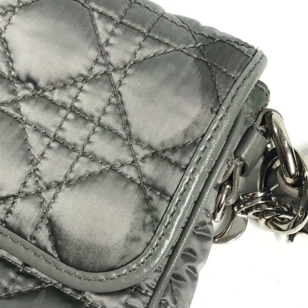 Dior ロゴ カナージュ キルティング 斜め掛け ポシェット フラップ ショルダーバッグ レザー/ナイロン ユニセックス グレー系