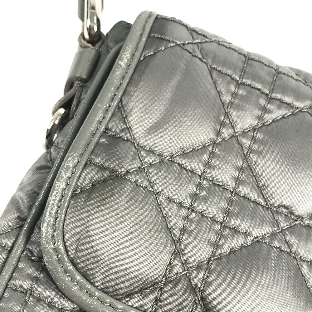 Dior ロゴ カナージュ キルティング 斜め掛け ポシェット フラップ ショルダーバッグ レザー/ナイロン ユニセックス グレー系