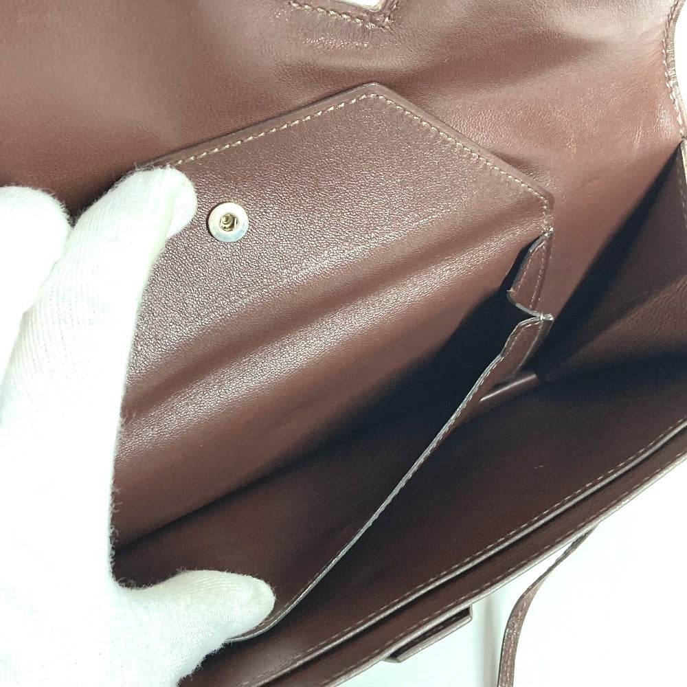 HERMES Envelope Bag Flap Pouch Second Bag Clutch Bag Leather Unisex Brown