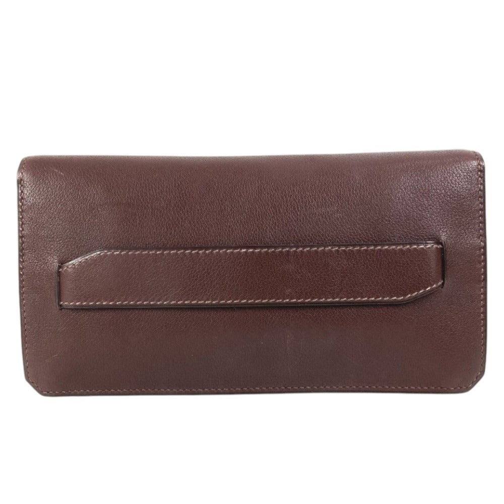 HERMES Envelope Bag Flap Pouch Second Bag Clutch Bag Leather Unisex Brown