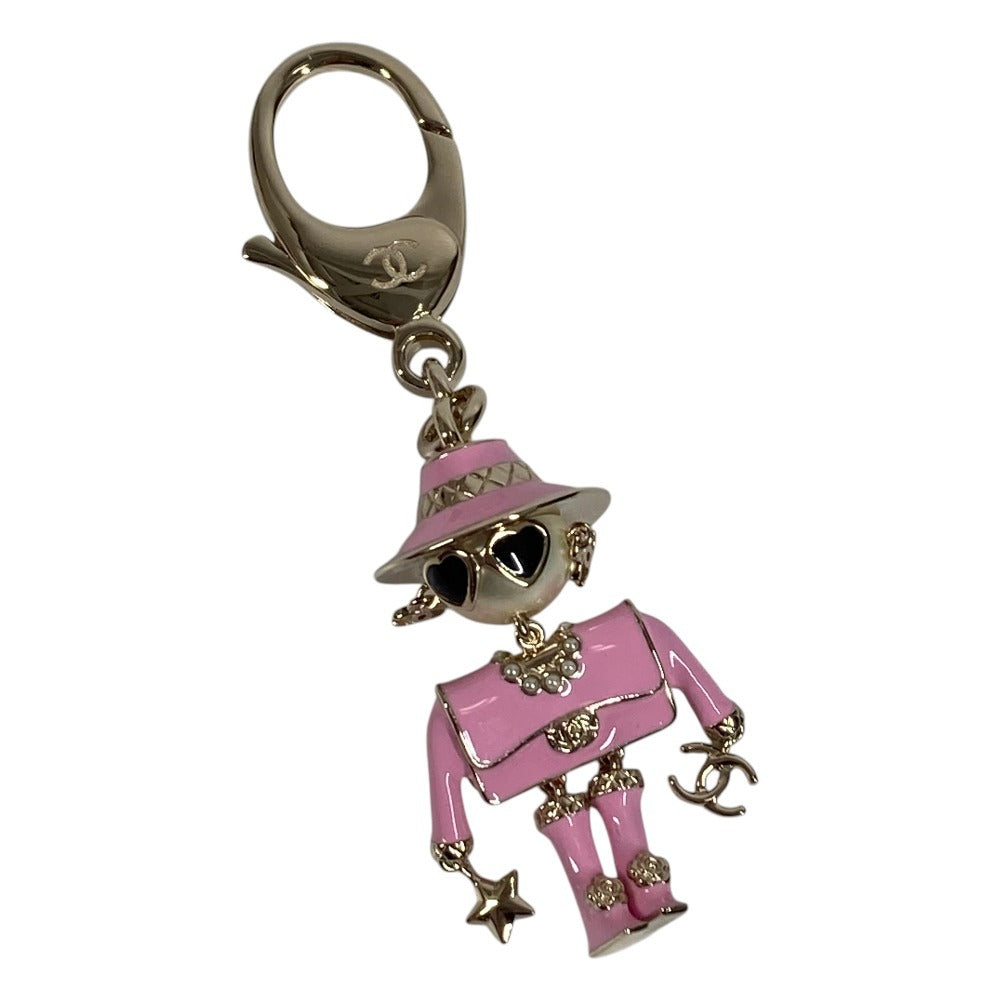 CHANEL B25B Gabrielle Chanel Doll CC Coco Mark Logo Faux Pearl Heart Star Bag Charm Key Holder Metal Ladies Pink