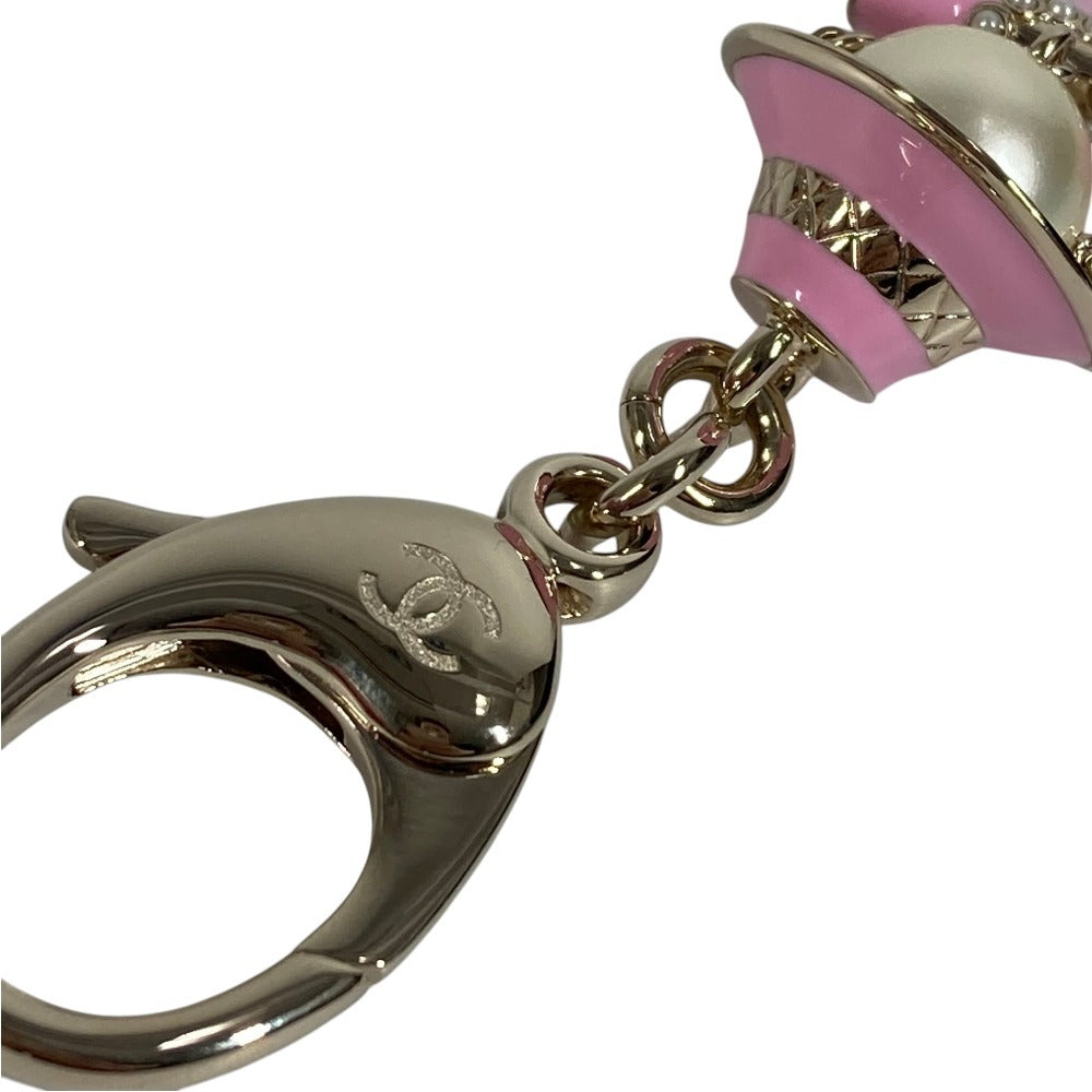 CHANEL B25B Gabrielle Chanel Doll CC Coco Mark Logo Faux Pearl Heart Star Bag Charm Key Holder Metal Ladies Pink