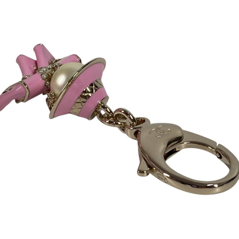 CHANEL B25B Gabrielle Chanel Doll CC Coco Mark Logo Faux Pearl Heart Star Bag Charm Key Holder Metal Ladies Pink