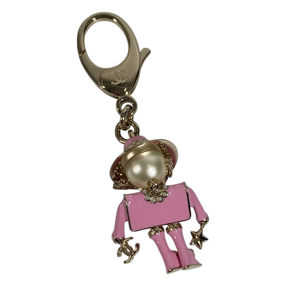 CHANEL B25B Gabrielle Chanel Doll CC Coco Mark Logo Faux Pearl Heart Star Bag Charm Key Holder Metal Ladies Pink
