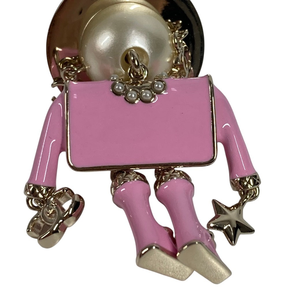 CHANEL B25B Gabrielle Chanel Doll CC Coco Mark Logo Faux Pearl Heart Star Bag Charm Key Holder Metal Ladies Pink