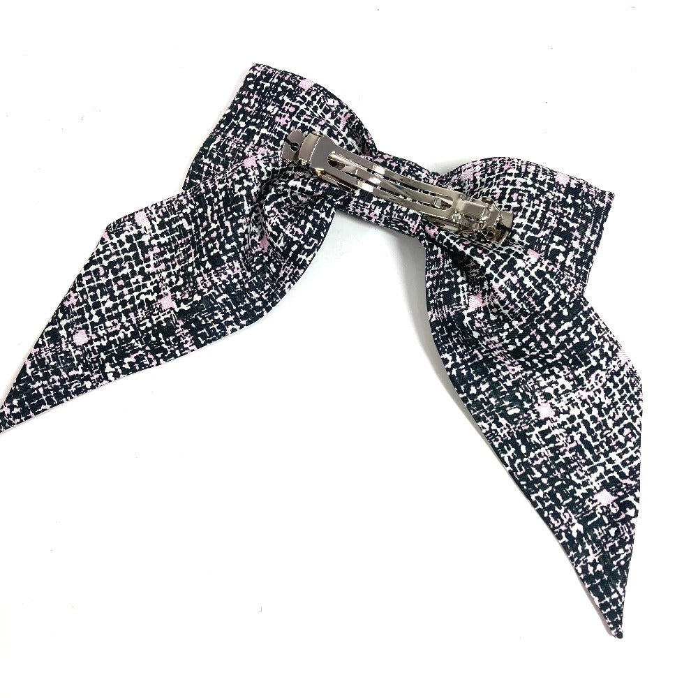 CHANEL 25B CC Coco Mark Logo Ribbon Hair Accessory Hair Clip Barrette Silk Women's Pink