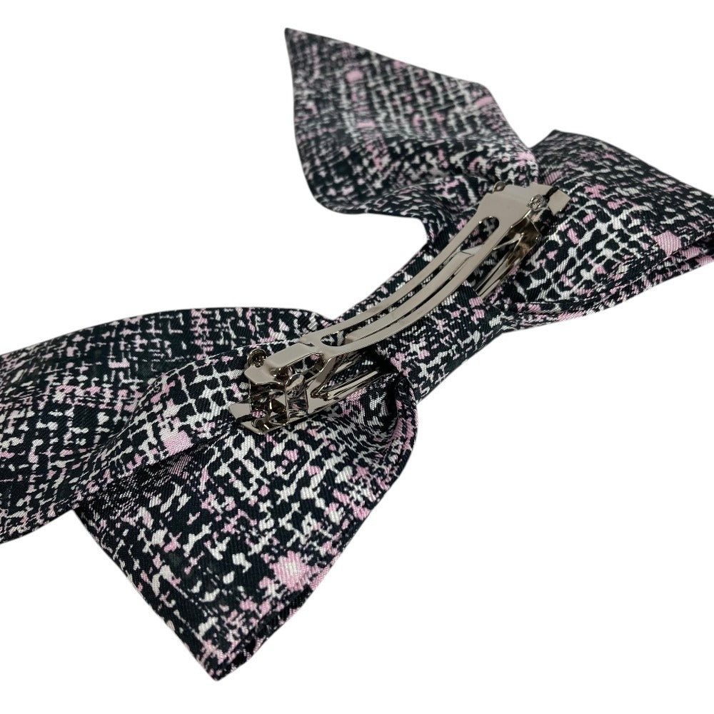 CHANEL 25B CC Coco Mark Logo Ribbon Hair Accessory Hair Clip Barrette Silk Women's Pink