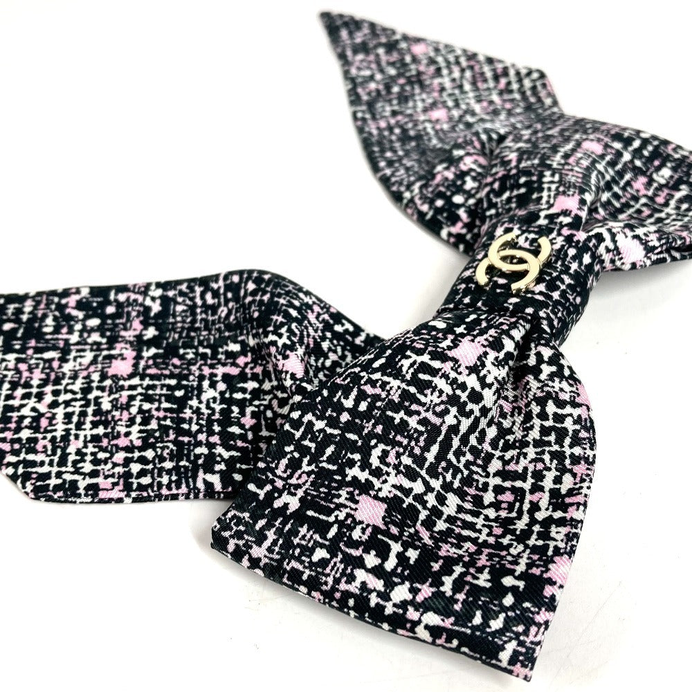 CHANEL 25B CC Coco Mark Logo Ribbon Hair Accessory Hair Clip Barrette Silk Women's Pink